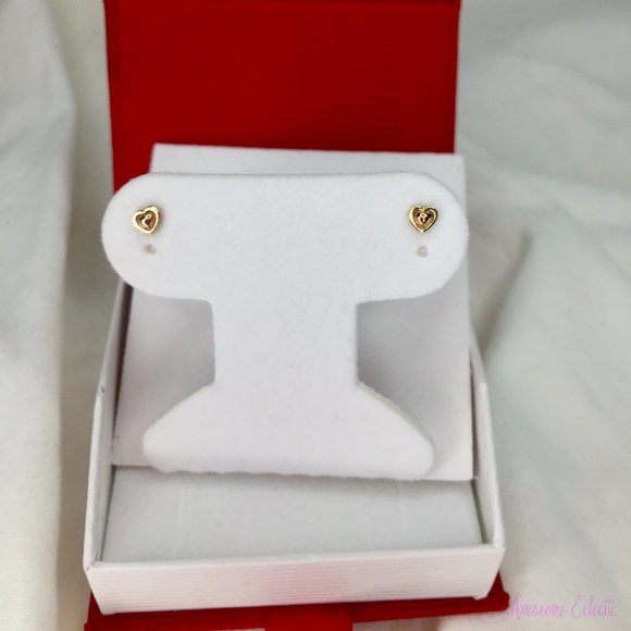 Tiny Hearts Screw-Back Earrings / Posts / Studs - 14k Yellow Gold - So Sweet! - Picture 7 of 8